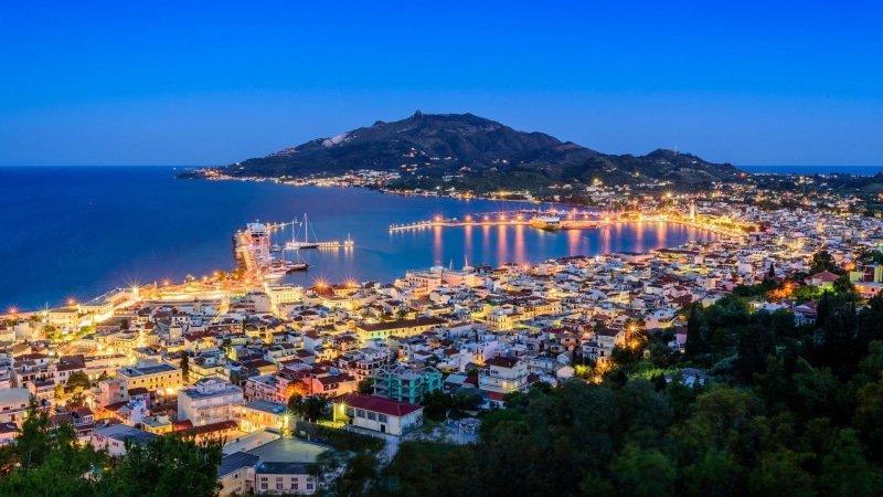 architecture, city, building exterior, marina, travel destinations, built structure, 1080P, port, townscape, water, no people, sea, plant, bay, zakynthos