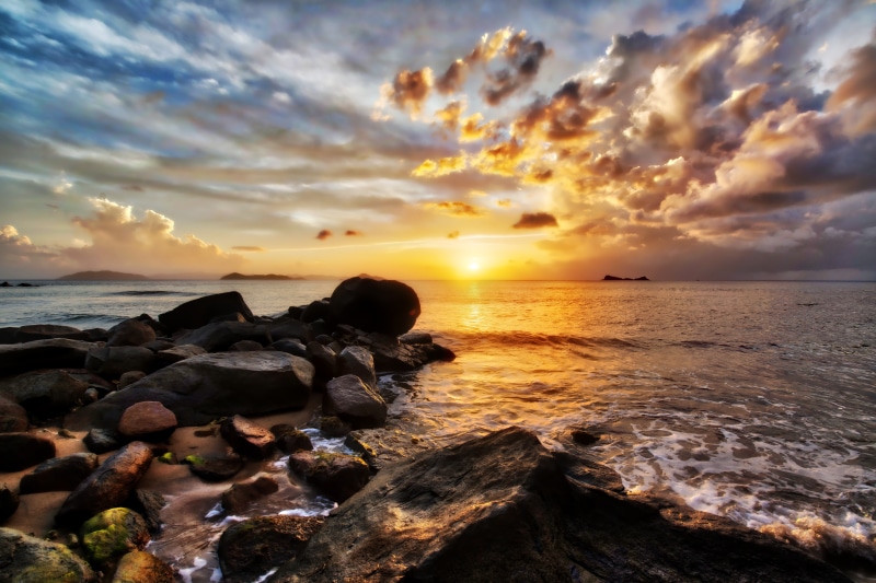 scenics, nature, ocean, dusk, sea, sky, coastline, wave, Instagram, shoreline, Photo, beach, rock - Object, outdoors, cloud - Sky, water, golden, 5K, sunset