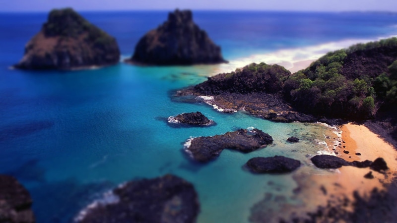 tilt shift, landscape, seascape, stone - Object, beach, idyllic, wave, cliff, sea, island, turquoise colored, bay, waters Edge, scenics, scenics - nature