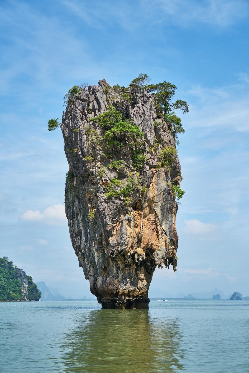 limestone, thailand, plant, water, ocean, andaman sea asia, nature, tranquil scene, james bond island, cloud - sky, vacations, formation, tropical climate