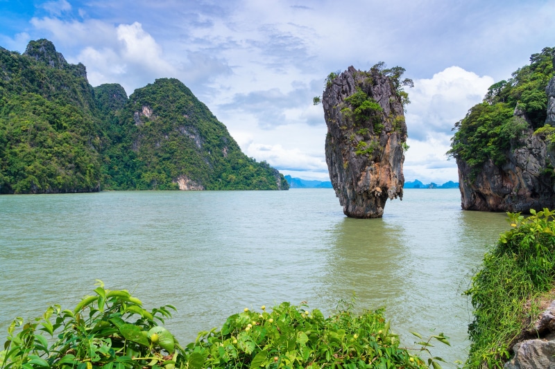 travel, exotic, landscape, lagoon, tropical, mountain, thailand, nature, tranquil, cloud - sky, 4K, sea, tranquility, phang gna, sky, empty, paradise