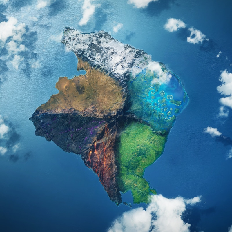 topography, brown, map, island, nature, day, green, land, outdoors, blue, environment, water, sky, satellite view, digital composite, physical geography