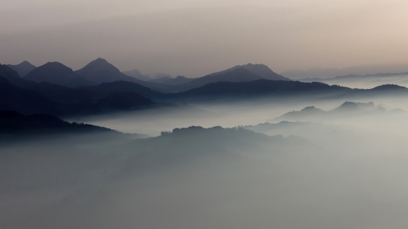 idyllic, nature, mountains, copy space, mountain peak, environment, day, surrounded, scenics - nature, fog, no people, tranquil scene, beauty in nature