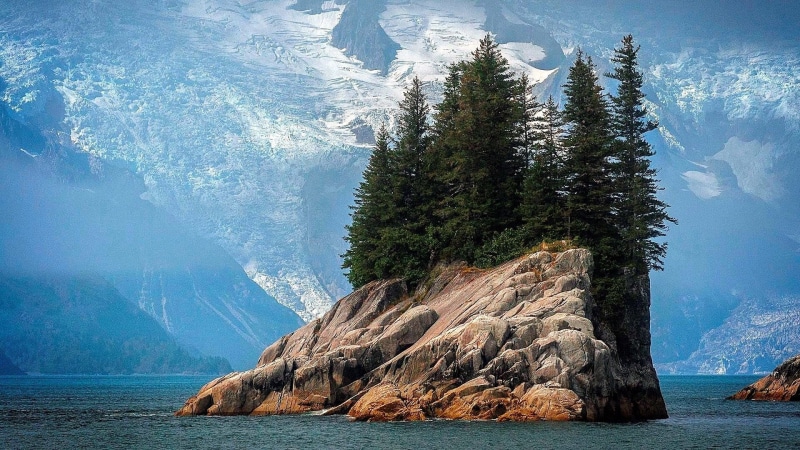 land, fjord, formation, day, tranquil scene, sea, water, sky, nature, rock - object, mountain, non-urban scene, rock formation, alaska, mountain range