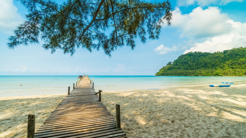 tropics, bay, lagoon, ocean, vacation, shore, sandy beach, summertime, pier, 4K, jetty, caribbean, sea, summer, beach, coast