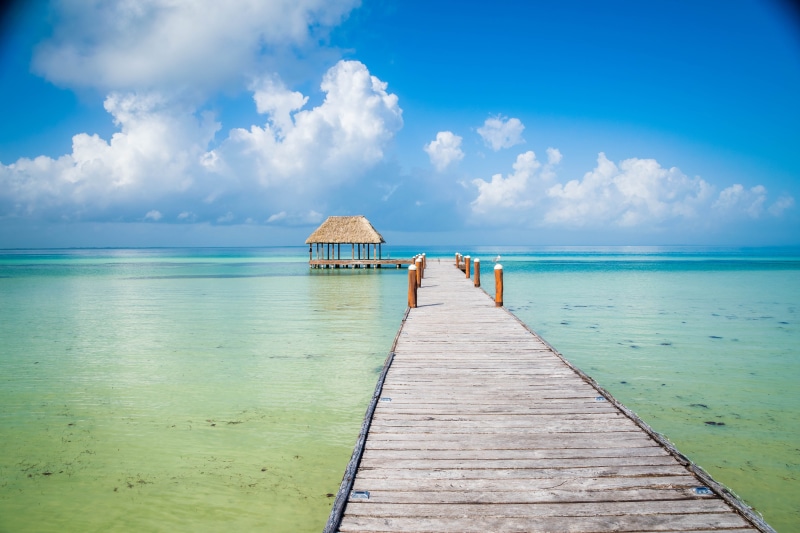 beauty in nature, water, pier, beside, horizon over water, horizon, body, holbox, land, beach, wooden, sky, holiday, wood - material, the way forward, outdoors