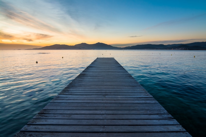sea, sky, mountains, Corsica, reflection, tranquil scene, beauty in nature, gray, jetty, tranquility, cloud - sky, sunset, nature, non-urban scene, water