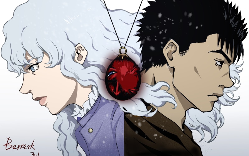 Black Swordsman, Griffith, fantasy art, 2K, Guts, anime, fan art, Berserk