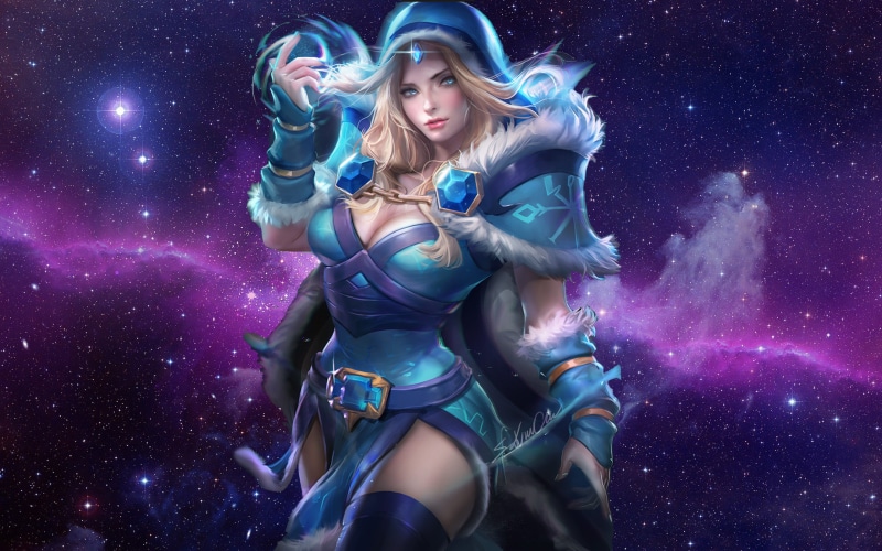 picture, 2K, video, maiden, sakimichan, crystal, game, rylai, art, dota