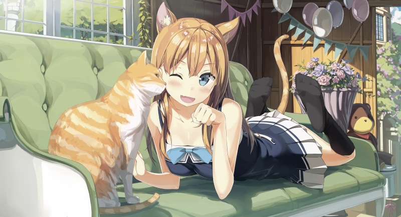 day, fashion, 4K, nature, flowering plant, human representation, retail, outdoors, black stockings, blonde, plant, mannequin, store, cat, anime girls