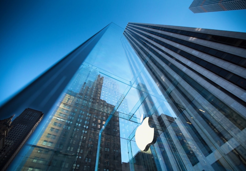 new york, nature, apple, united states, office building exterior, tower, glass, skyscraper, window, financial district, low angle view, no people, built structure