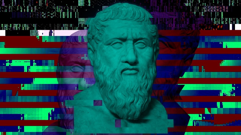 glitch Art, greek philosophers, Plato, 1080P