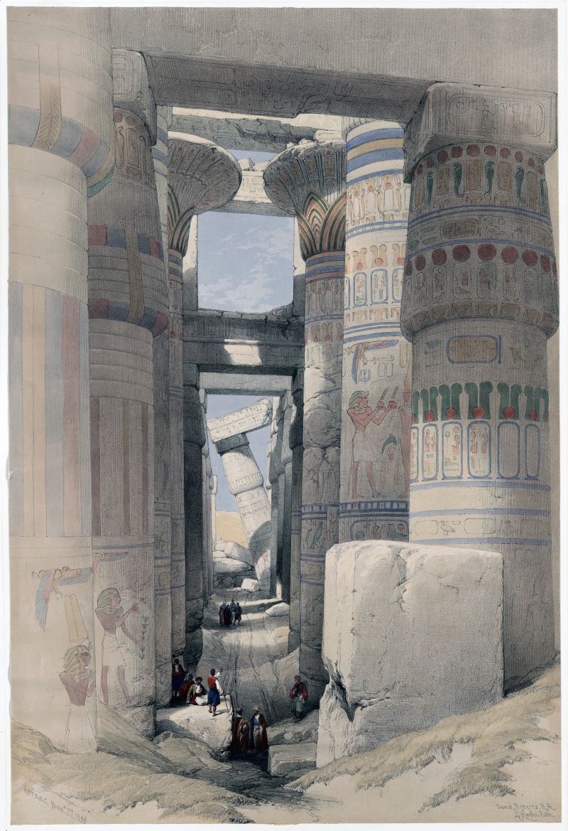 group of people, visit, pillared hall, city, lifestyles, tourism, day, luxor, ancient egyptian, building exterior, travel destinations, columnar, architecture