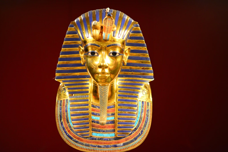 egyptian, creativity, colored background, craft, no people, ancient, tutankhamen, culture, mask, death mask, human representation, 5K, close-up, tomb