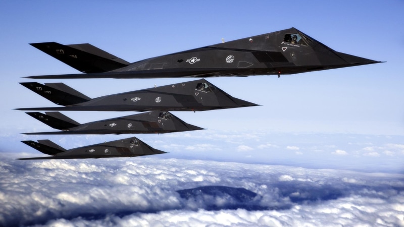 1080p, jets, 1920 x 1080, f-117, formation, stealth, nighthawk, aircraft planes, fighter, f, 1080i, black, 1080P