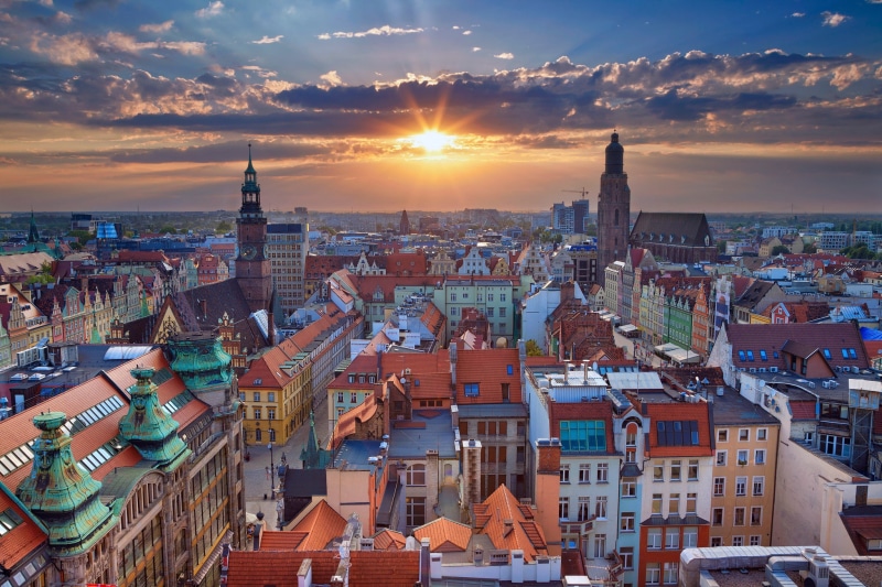 panorama, Wroclaw, 1080P, Poland, sunset