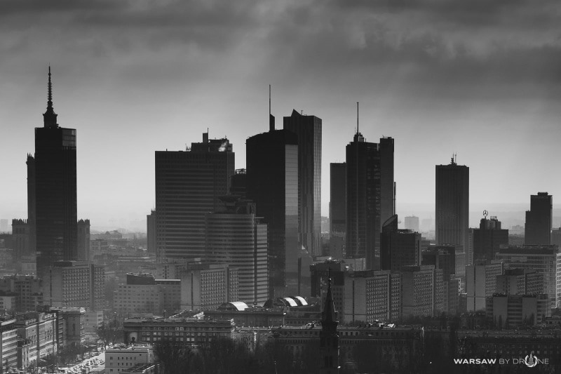 tall - high, Warsaw, Poland, no people, urban skyline, residential district, sky, cloud - sky, office building exterior, financial district, building, office
