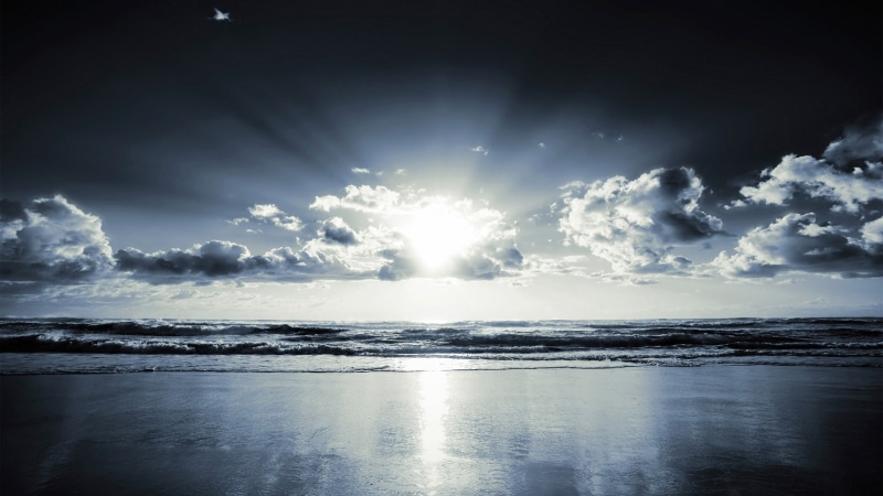 nature, crepuscular rays, 1080P, sea, beach, sky