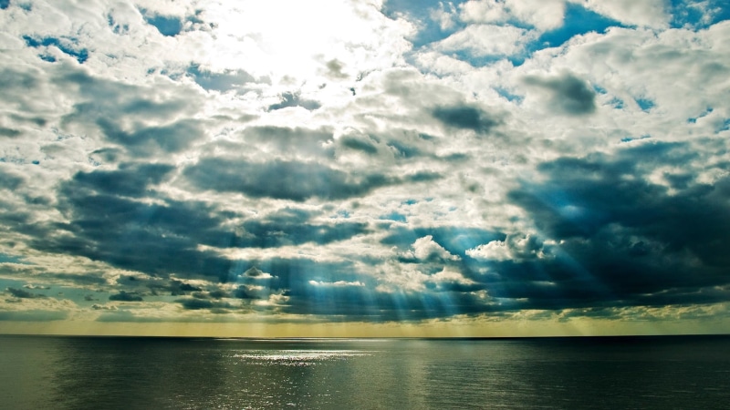 storm, tranquil Scene, beauty In Nature, rays, horizon Over Water, dramatic Sky, scenics - nature, idyllic, landscape, non-urban scene, blue, sky, sunbeam