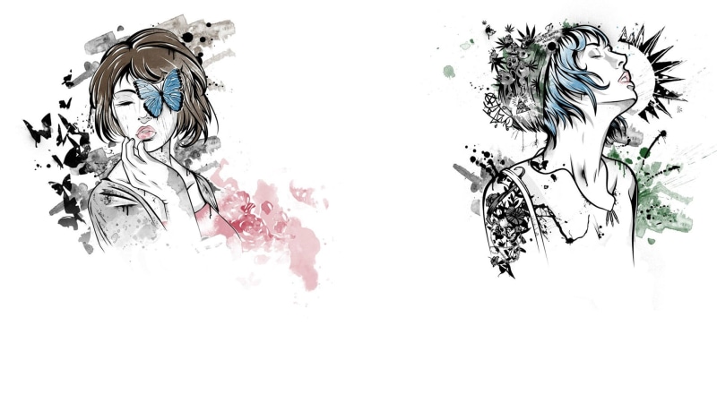 ink, representation, Life Is Strange, art and craft, white, Max Caulfield, artwork, abstract, cut out, 1080P, paint, Chloe Price, digital composite, butterfly