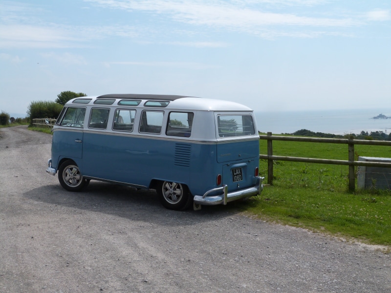 nature, combi, vacation, van, vintage, old, camping, hippie, car, vw, plant, trip, vehicle, adventure, bus, day, parking, fun, holiday, grass, retro, blue