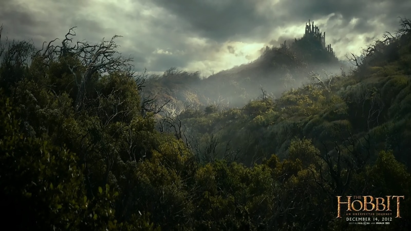 tranquil scene, sky, tree, beauty in nature, communication, The Hobbit, outdoors, movies, landscape, 1080P, fog, hobbit, non-urban scene, day, plant