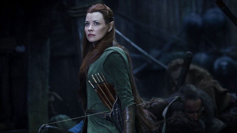Evangeline Lilly, Face, Hair, Movie, The Hobbit 3, adult, Lips, Archery, New Line Cinema, Girl, Eyes, clothing, hairstyle, Adventure, brown hair, one person