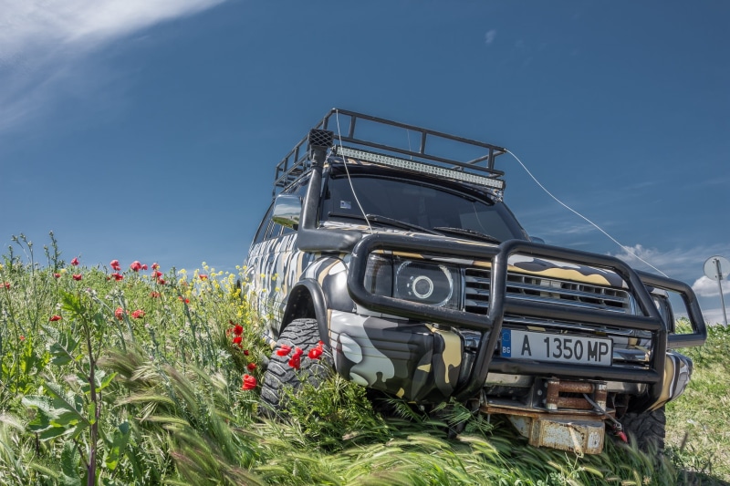nature, 4x4, land, green color, journey, outdoors, flower, design, mud, extreme, adventure, beauty in nature, transport, Vehicle, field, plant, symbol