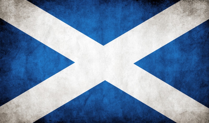 Scotland, flag, grunge, 2K, white, blue