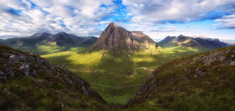 Kilt, time, mountain Peak, landscape, outdoors, Buachaille Etive Mor, grass, travel, hiking, meadow, scenics, Glencoe, summer, day, 5K, sky, Scotland