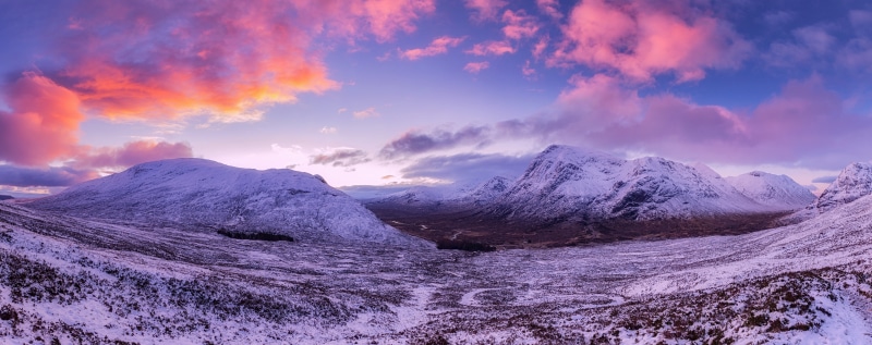 snow, Panoramic, travel destinations, westhighlands, Beinna Chrulaiste, sunset, Beautiful, mountain peak, outdoors, devilsstaircase, Landscape, Mountain