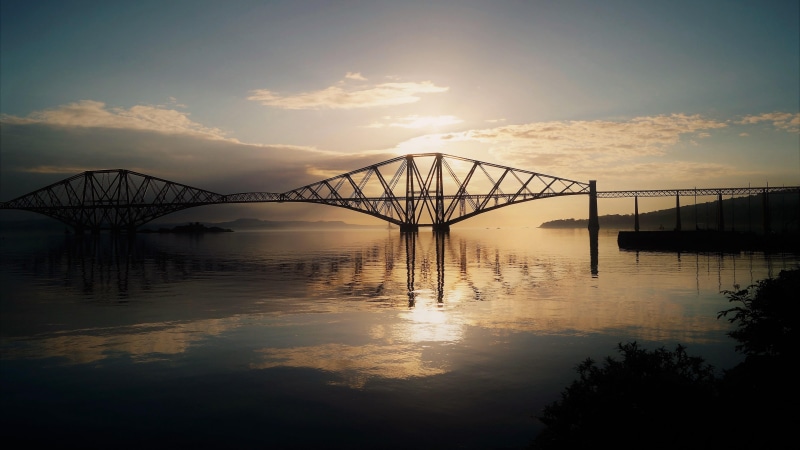 5k, forth bridge, bridge, railway bridge, unesco world heritage, morning, unesco world heritage site, scotland, edinburgh, reflection, 5k uhd, water, 5K