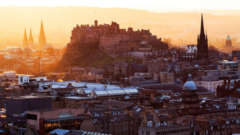 Stronghold, City, 1080P, Buildings, Edinburgh, Castle, Houses, Scotland, Dawn