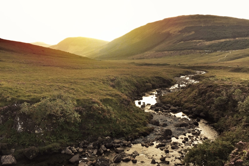 united kingdom, sky, nature, plant, remote, rolling landscape, idyllic, the fairy pools, mountain range, valley, island, isle of skye, yellow, mountains