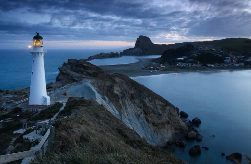Component, Architecture, nature, Path, lighthouse, Building, Composite, Blue Hour, white, Land, castle, Transport, coastline, Clouds, People, Beach, Street