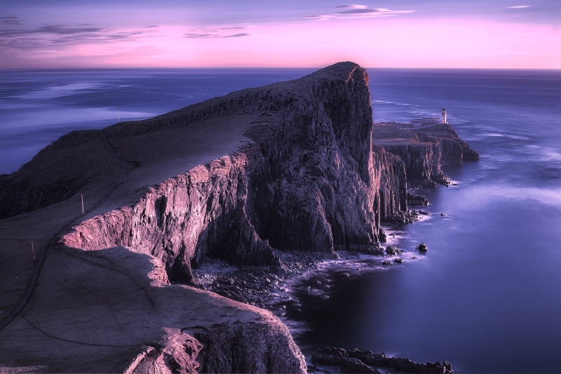 f4, scenics, near, photo, 5K, USM, 35mm, beach, rock - Object, na h, Rubha, sea, Canon 6D, Neist Point Lighthouse, slopes, Scotland, Landscape, sunset