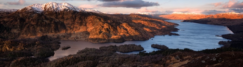 5K, benvenue, Landscape, Valley, Loch, water, scenics - nature, panorama, Panoramic, rock - object, Picturesque, Nature, Mountains, United Kingdom, lochkatrine
