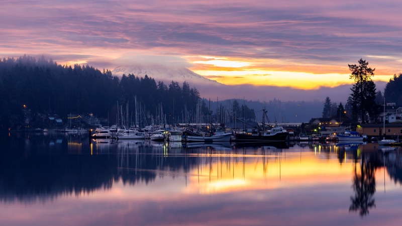 boat, USM, Canon EOS 5D Mark III, 2L, nautical Vessel, reflection, near, Pacific Northwest, landscape, Reveal, clouds, port, nature, washington, Mt. Rainier