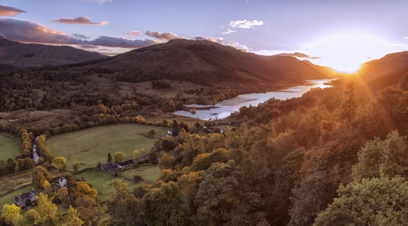 mountain range, water, extraordinary, sunset, land, plant, remarkable, no people, sky, astonishing, Outdoors, tree, Outstanding, cloud - sky, balquhidder