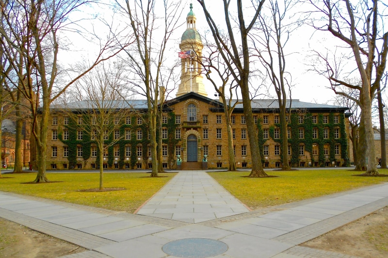 tower, day, built Structure, sky, park - man made space, new jersey, public domain, hall, princeton, park, bare tree, famous Place, nassau, tree, Nassau hall