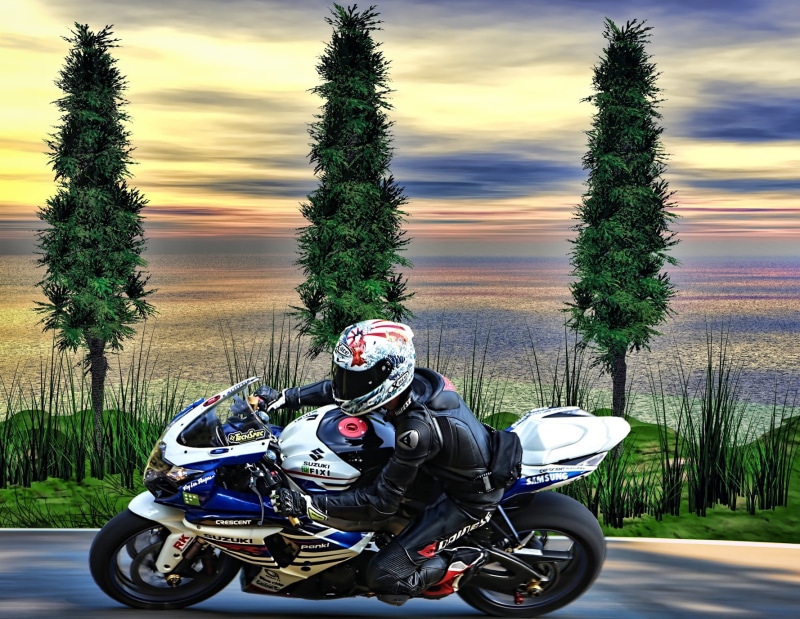 sport, Suzuki GSX R, general Practitioner, gsx, r, white, ヤマハ, 720P, ホンダ, Daytona, riding, road, sports Race, Husqvarna, Kawasaki, 革, wearing, blue, safety gear