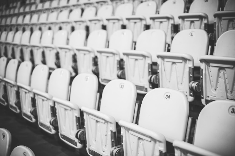 white, order, cellar, in A Row, indoors, sports, side by side, focus on foreground, seat, numbers, empty, repetition, loneliness, barrel, bw, large Group of Objects