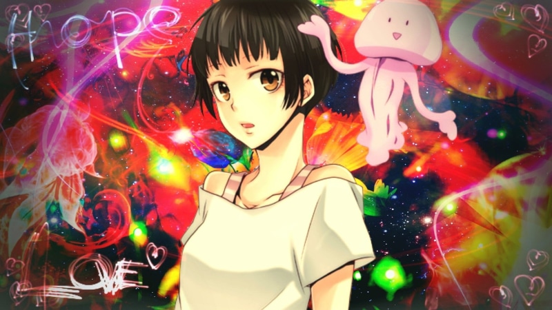 celebration, young women, night, multi colored, Psycho-Pass, adult, leisure activity, indoors, illuminated, one person, fashion, young adult, digital composite