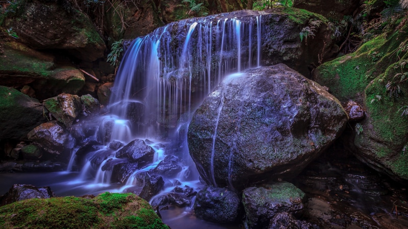 region, 2K, small, desktop, waterfall, stream, hd, new, blue, sydney, mountain, wales, australia, south, west, mountains
