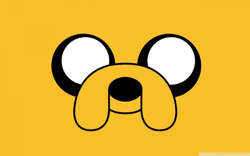 black, yellow, representation, black color, 1080P, Adventure Time, Jake the Dog, smiling, indoors, dog, yellow background, emotion, no people, sign, art and craft
