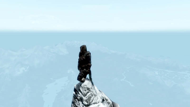 alps, cold temperature, day, 1080P, video games, warm clothing, scenics - nature, Steam (software), tranquility, water, one person, nature, The Elder Scrolls V: Skyrim