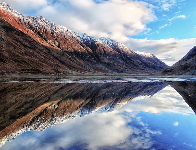 winter, eagach, Aonach Eagach, peaceful, landscape, ridge, mountain, water, nature, scotland, body, reflection, highlands, near, scenics, snow, Glencoe