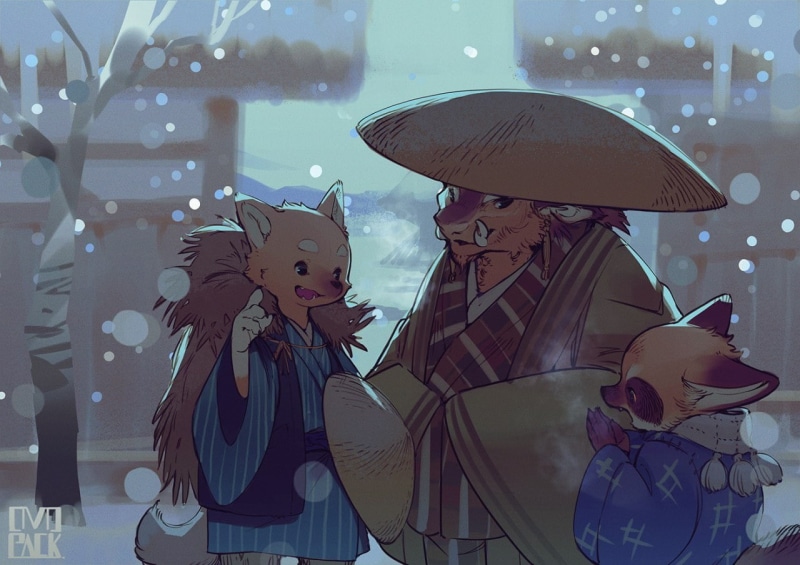 people, clothing, young adult, retail display, young women, human representation, artwork, dog, hat, lifestyles, digital art, adult, women, boars, raccoons