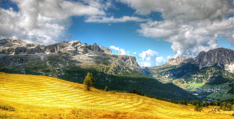 holiday, national park, coniferous tree, outlook, sky, nature, 2K, travel destinations, cloud - sky, day, panorama, blue sky, yellow, mountain range, environment