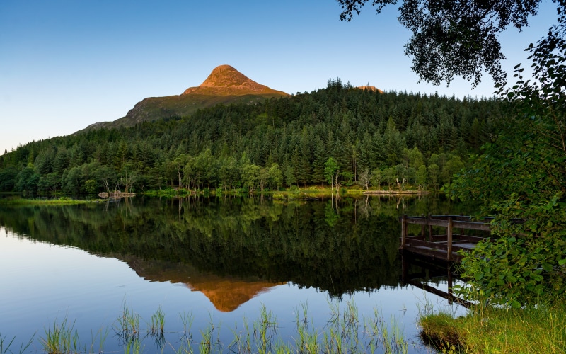 idyllic, sunset, day, waterfront, sky, reflections, lake, lochan, green color, lakes, 5K, green, tranquil scene, no people, water, scenics - nature, photography